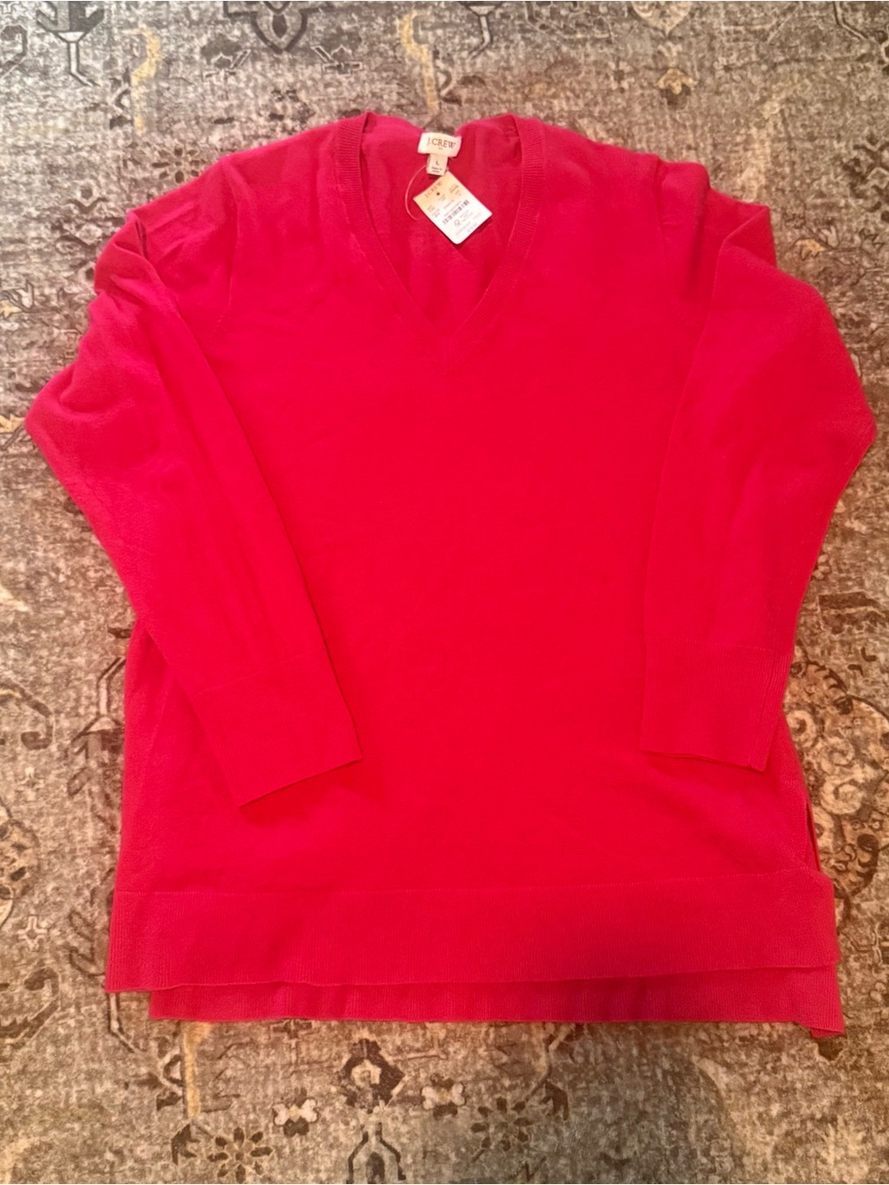 🌺 NEW J.CREW V-Neck Sweater in Bright Hot Pink - Picture 8 of 12
